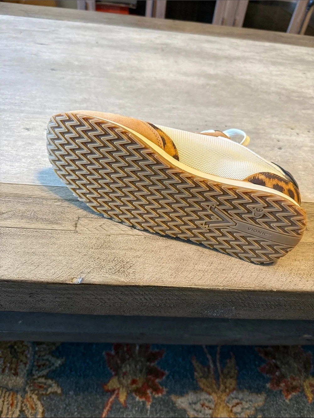 Vionic Low-Top Sneaker in White, Tan & Leopard - Picture 5 of 8